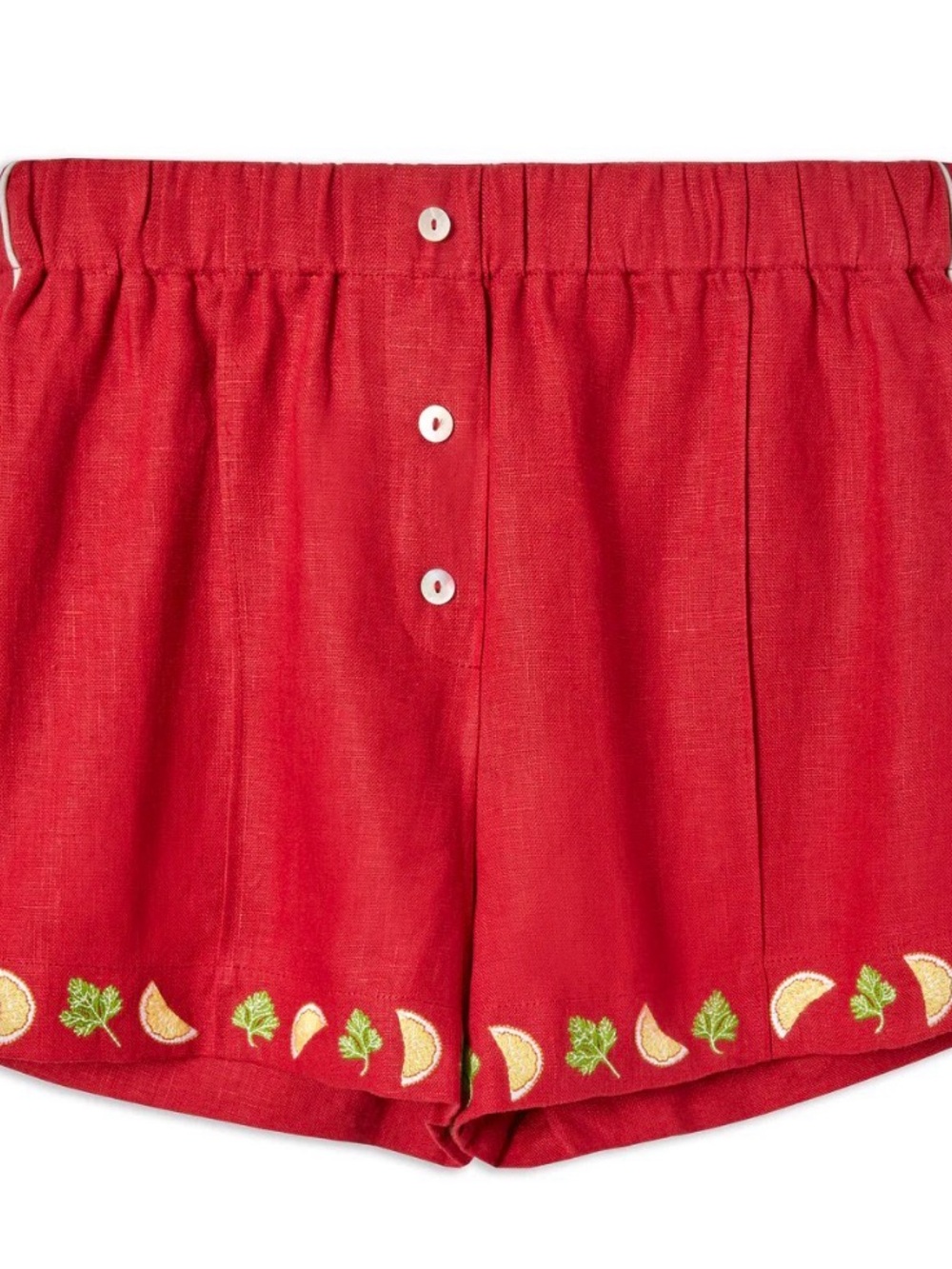 Women’s Tombolo Red Casual Shorts with embroidered trim & back pocket - Picture 3 of 6